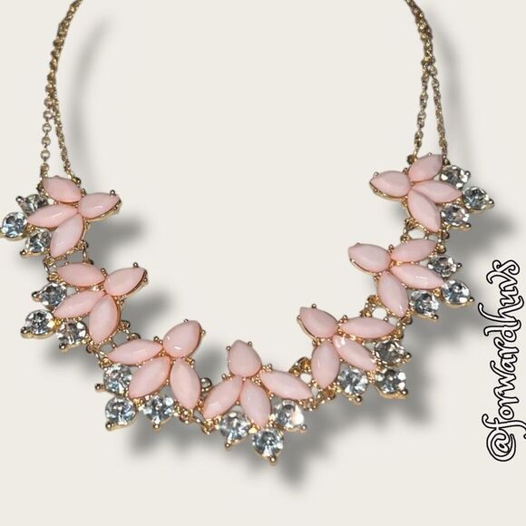 Bundle Sale 3 for $15 | Fashion Jewelry Necklace with Pink Teardrop Stones – 16” - Picture 1 of 9